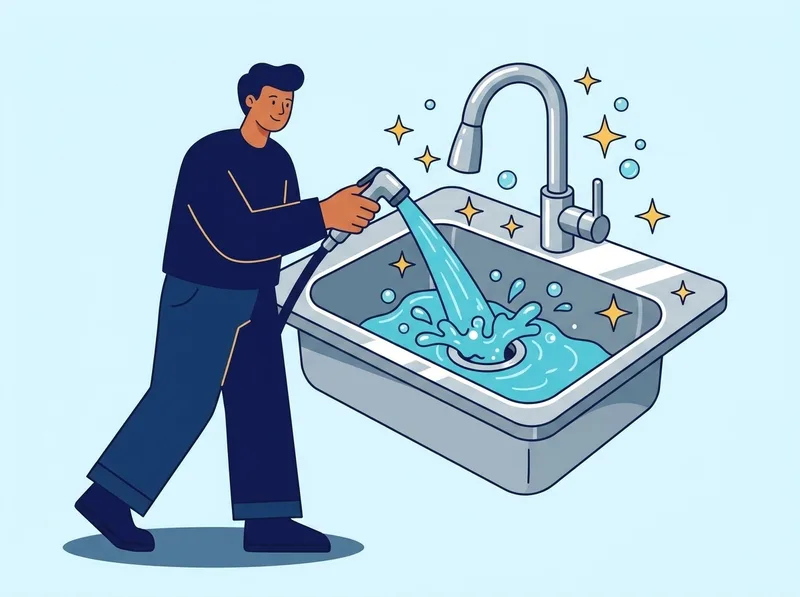 Operatore risciacqua con acqua dopo il trattamento