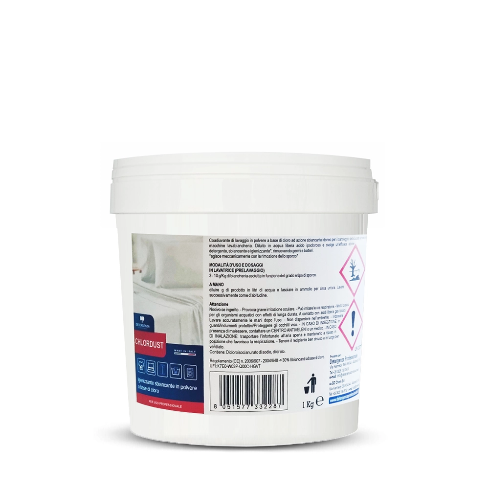 Detergenza Professionale Igienizzante Sbiancante in Polvere a base di Cloro Chlordust 1kg
